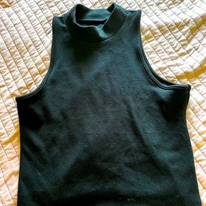 Black sleeveless high-neck top